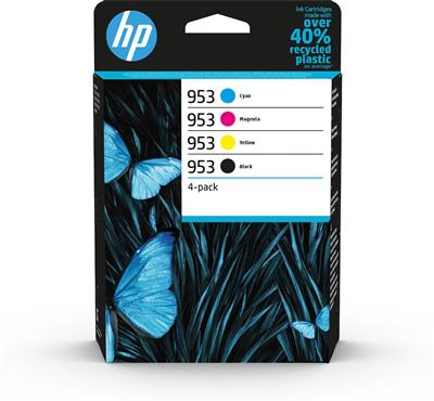 [6ZC69AE] HP INK CARTRIDGE 4 PACK, BLACK, CYAN, MAGENTA, YELLOW, HP 953, FOR PRINTERS OFFICEJET 7720, 7730, 7740, 8210, 8218, 8710, 8715, 8720, 8725, 8730, 8740, - 1000 PAGES BLACK - 700 PAGES COLOR EACH