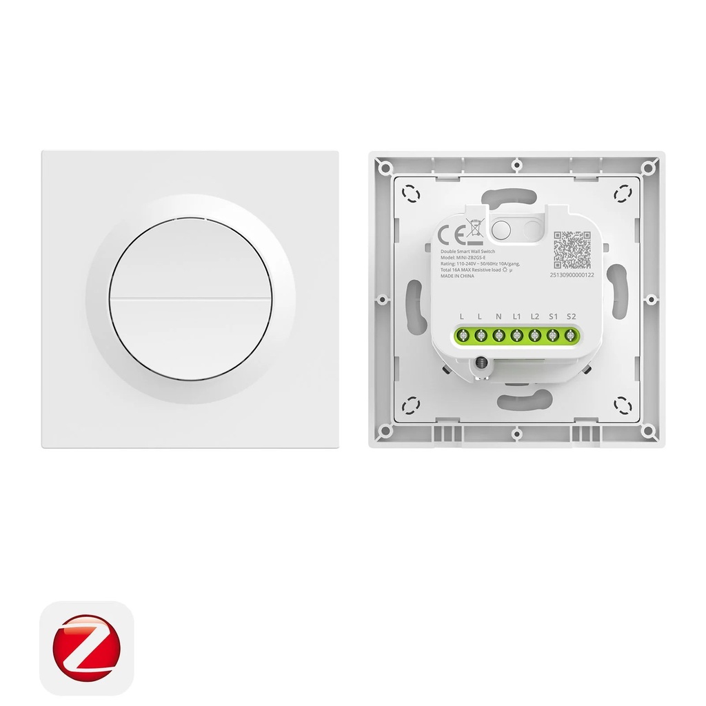 [29733] Sonoff Zigbee Smart Wall Mechanical Switch 1-Button 2 Gang White With Matter