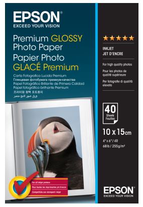 [C13S042153] EPSON PAPER PHOTO PREMIUM GLOSSY - 10x15cm - 40 SHEETS