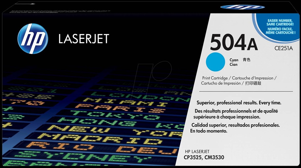 CE251A(D) HP504A HP CYAN TONER LJ CM3530 mfp/CP3525n/CP3525x/CP3525dn/CM3530f