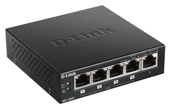 DLINK SWITCH 5PORT PoE, GIGABIT 4x PoE BUDGET 60W, LAYER 2, UNMANAGED, PLUG & PLAY, AUTO MDI/MDIX, DESKTOP
