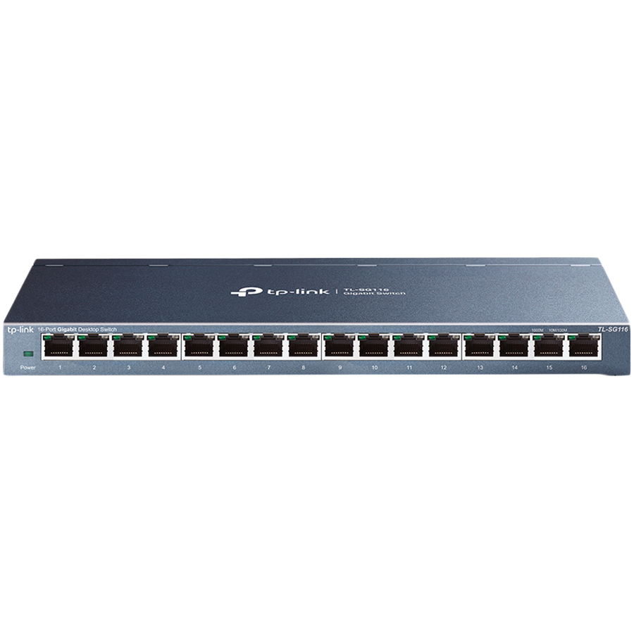 TP-LINK SWITCH 16PORTS GIGABIT POE, 120W, DESKTOP STEEL CASE, QOS, PLUG AND PLAY, UK PLUG