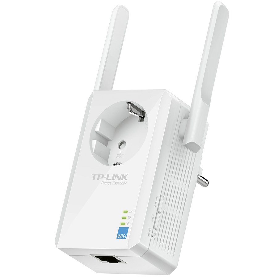 [TL-WA860RE] TP-LINK WIRELESS RANGE EXTENDER N300, SINGLE BAND, 1 X 10/100 LAN PORT, 2 X EXTERNAL ANTENNAS, RANGE EXTENDER/AP MODE, WPA/WPA2, AC PASSTHROUGH, UK PLUG, WHITE