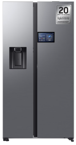 [RS90F64EETEF] SAMSUNG REFRIGERATOR SIDE BY SIDE, BESPOKE, 621L, E, MONO COOLING, FULL NO FROST, 9' LCD AI Home, SMART CONVERSION, WATER & ICE DISPENSER, AUTOMATIC DOOR OPENER, HxWxD 1.78x0.91x0.72, MATT DOI METAL