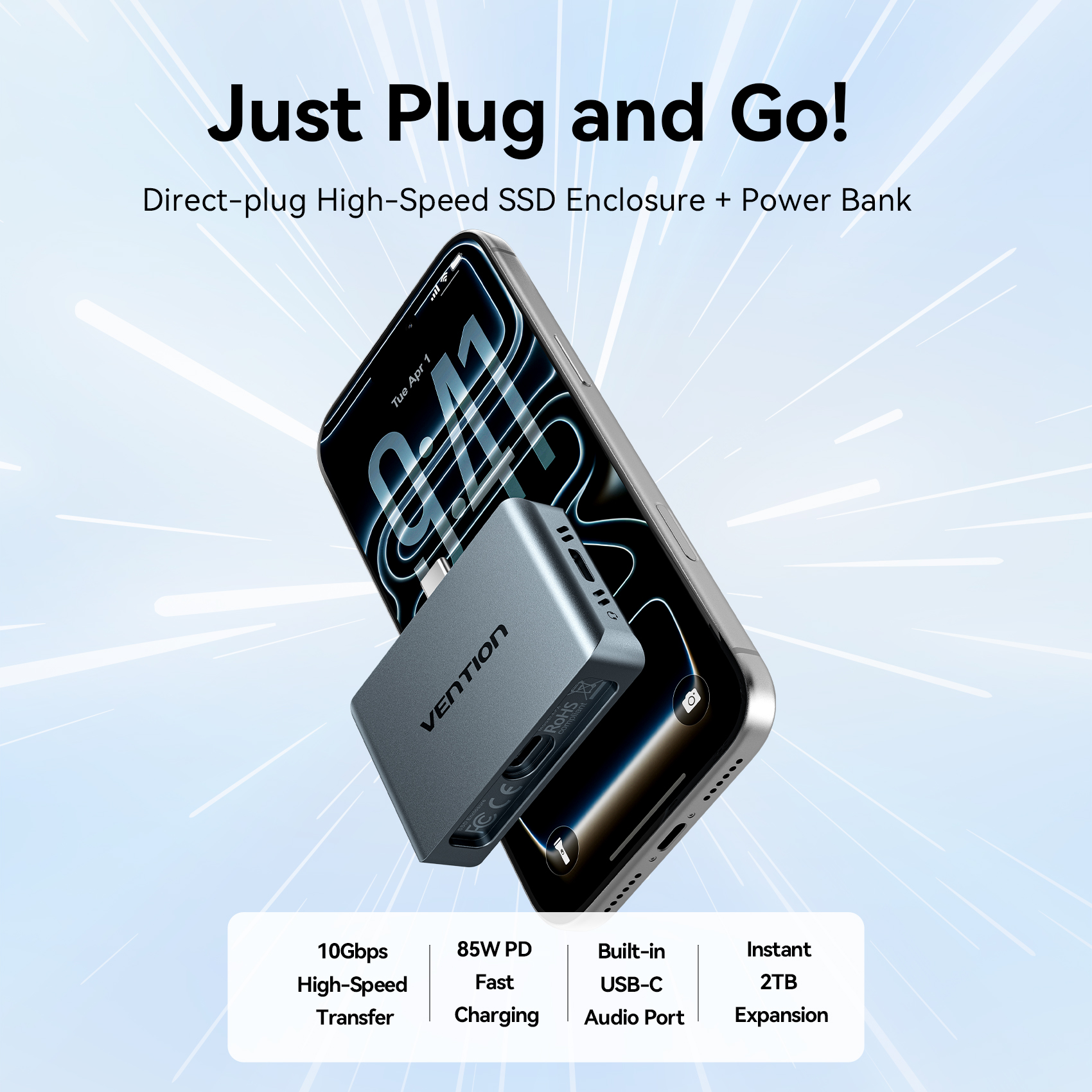Vention MA Portable Plug & Play Cable-Free NVME Enclosure KPXH0 - Image 2
