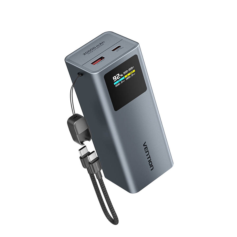 Vention MA Powerbank 20000mAh 100W 2xUSB-C 1xUSB-A TFT Display +100W Cable FKCH0 - Image 2