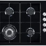 HYUNDAI HOB GAS, 60CM BUILT IN, 4 HITTING ELEMENTS, 3.4KW+ 1.8KW + 1.8KW + 1.0KW, 220-240V, 50HZ, AUTO IGNITION BY ELECTRICITY, SAFETY SWITCH, 58x50x10CM, BLACK WITH ENAMEL SHINY PAN SUPPORT