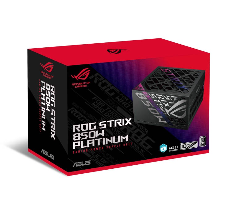 ASUS Power Supply ROG STRIX 80 PLUS Platinum Fully Modular ATX 3.1 PCIe 5.1 GaN MOSFETs Intelligent Voltage Stabilizer 850W Platinum Black - Image 10