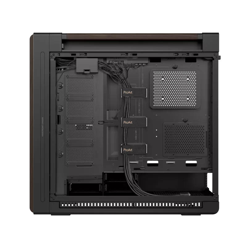 ASUS PC Case ProArt ATX Walnut Wood Front Panel Tempered Glass Side Panel 3x Pre-Installed Fans IR Dust Indicator Type-C PA602 Wood Edition Modern Black TG - Image 10