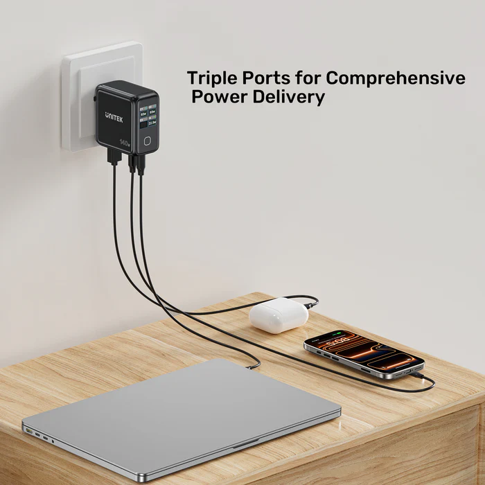 Unitek Charge Wall GaN 140W USBCx3 USBAx1 UK P1132 Black - Image 9