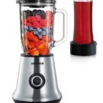SEVERIN MIXER-MULTI & SMOOTHIE MIX&GO 500W/1L, REMOVABLE GLASS BOWL, REMOVABLE LID, MEASURING CUP, 2SPEEDS, PULSE FUNCTION, INCLUDES SMOOTHIE MAKER, MIXER&PRACTICAL DRINK HOLDER, S/S BLADES, POWERFUL MOTOR