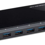 TP-LINK HUB 7-PORT, USB 3.0, 2 CHARGING PORTS SPEEDS OF UP TO 5GBPS, 10 TIMES FASTER THAN STANDARD USB 2.0, BLACK