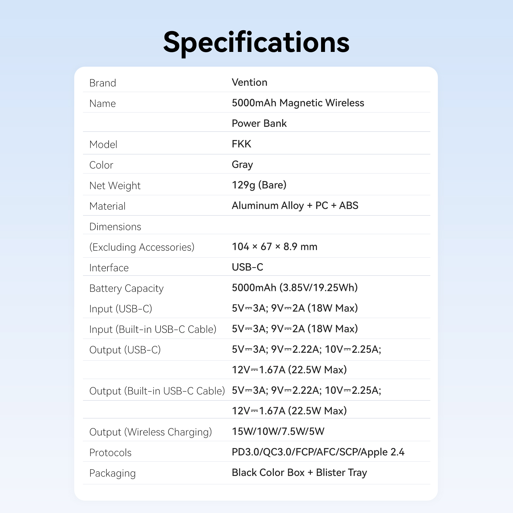 Vention MA Powerbank Wireless Magnetic 5000mAh 22.5W Wireless 15W Ultra Slim Grey FKKH0 - Image 9