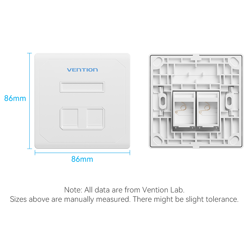 Vention NETWORK Keystone Wall Plate 2-Port White - Image 12