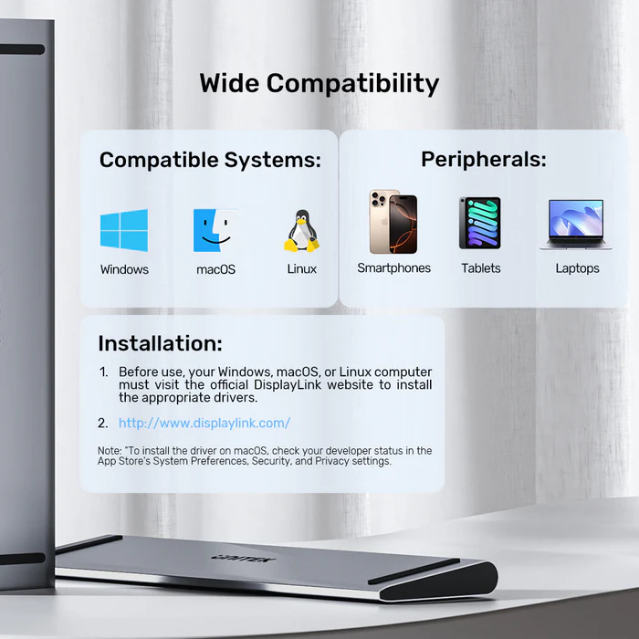 Unitek USB-C Hub Docking Station 11in1 USB3.0 2xHDMI/1xDVI/Gb Lan/Audio/PD100W D1147A - Image 11