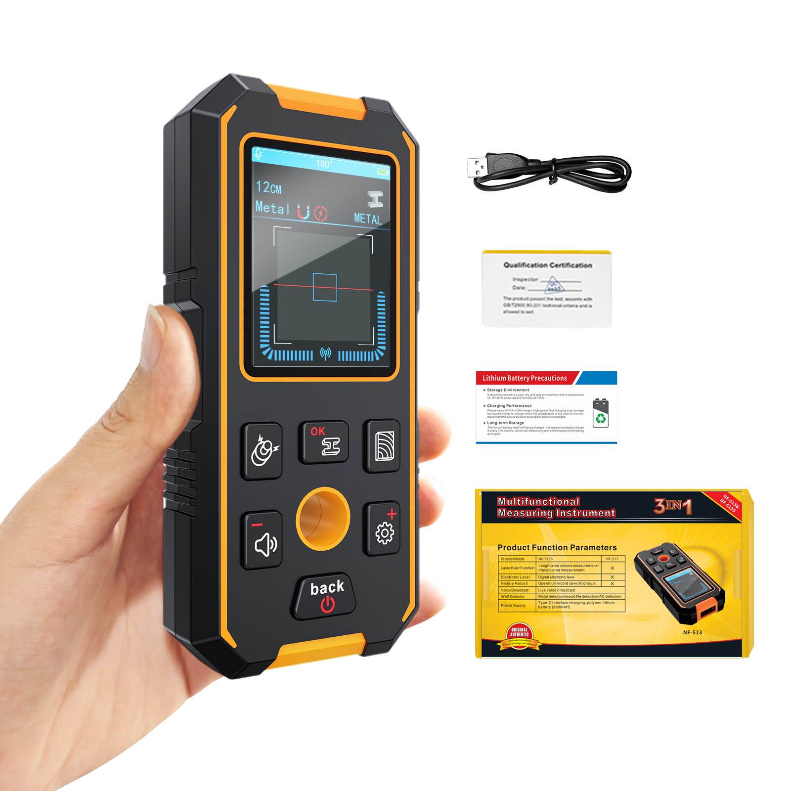 Noyafa Multifunctional Wall Detector / Stud Finder detect metal, wood, and live wires NF-513S - Image 11