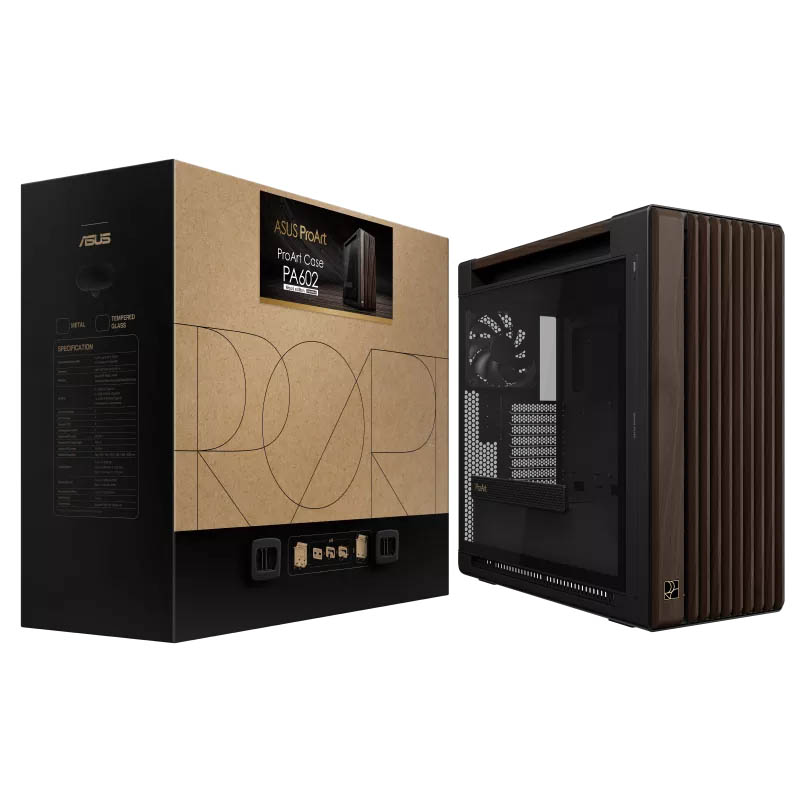 ASUS PC Case ProArt ATX Walnut Wood Front Panel Tempered Glass Side Panel 3x Pre-Installed Fans IR Dust Indicator Type-C PA602 Wood Edition Modern Black TG - Image 11