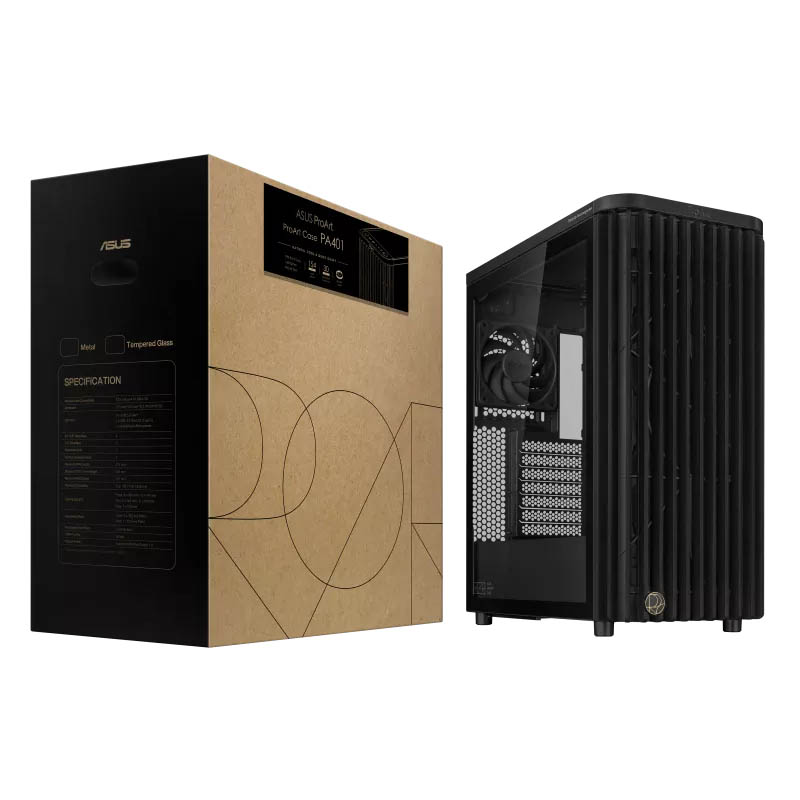 ASUS PC Case ProArt ATX Ash Wood Front Panel Tempered Glass Side Panel 3x Pre-Installed Fans Type-C PA401 Wood Edition Black TG - Image 11
