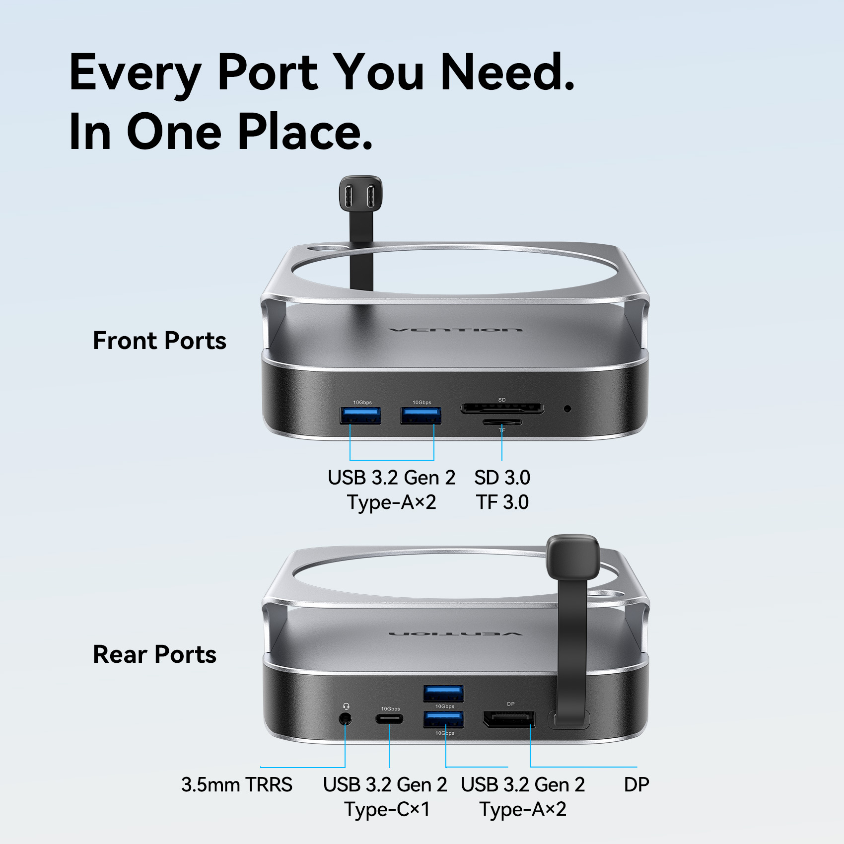 Vention IT HUB 10-in-1 USB-C Docking Station for Mac Mini THIHAG - Image 10