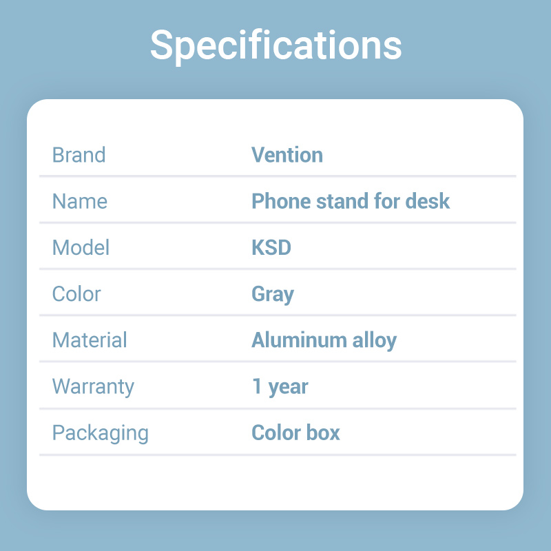 Vention MA Stand Rotatable & Foldable for Phone/Tablet Aluminium Grey KSDH0 - Image 9