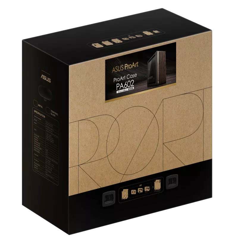 ASUS PC Case ProArt ATX Walnut Wood Front Panel Tempered Glass Side Panel 3x Pre-Installed Fans IR Dust Indicator Type-C PA602 Wood Edition Modern Black TG - Image 12