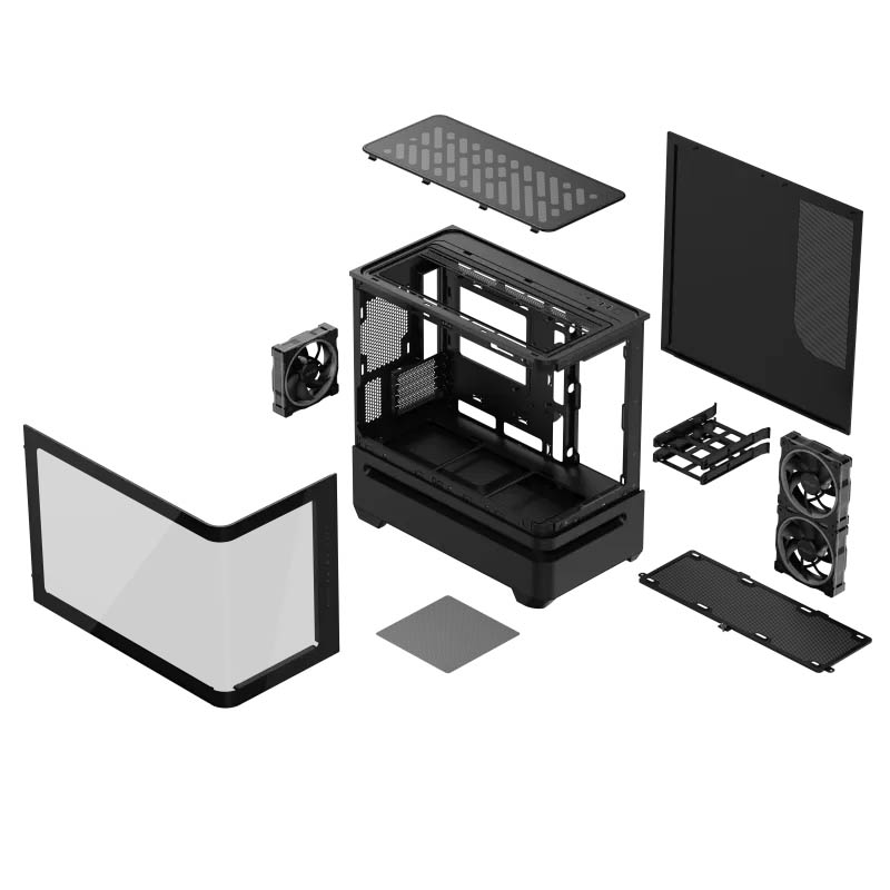 ASUS PC Case Prime mATX Panoramic Curved Tempered Glass Panels Aura Sync Light Band 3x Pre-Installed Fans USB-C AP202 ARGB Black - Image 13