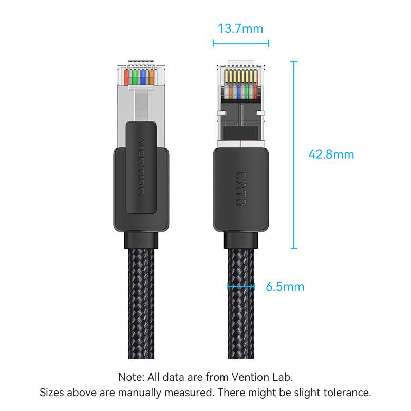 Vention NETWORK Cable CAT8 SFTP Braided 5.0m Black-Nickel IKOBJ - Image 14