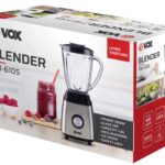 VOX BLENDER POWER: 500W, GLASS JUG 1.5L, 5 SPEEDS + PULSE, STAINLESS STEEL BLADES, ICE CRUSH, CORD STORAGE INOX DESIGN, CAN BLEND HARD FRUITS AND VEGETABLES