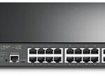 TP-LINK SWITCH 24PORTS GIGABIT LAN PORTS PoE+, 4 10GE SFP PORTS, 384W, MANAGED, QOS, L2+, L2 MULTICAST, L3, VLAN, ACCESS CONTROL LIST, IPV6, MIBs, RACKMOUNT, UK PLUG