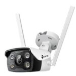 TP-LINK NETWORK CAMERA OUTDOOR BULLET VIGI, 4MP, 24H FULL-COLOR, 4 mm FIXED LENS, SMART DETECTION, ACTIVE DEFENSE, REMOTE MONITORING, SMART VIDEO CODING, SMARTVID, MIC, SPEAKERS, MICRO SD CARD, LAN, POE, WI-FI, WATERPROOF, 2YW