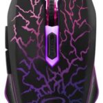ESPERANZA MOUSE WIRED, BRAIDED CABLE, 800 / 1200 / 1600 / 2400DPI, 6 BUTTONS, USB 2.0, RIGHT HANDED, BLACK / BLUE WITH DESIGN, MULTICOLOUR LED BACKLIGHT