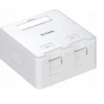 DLINK KEYSTONE BOX WITH DUAL PORT JACKS WITH SHUTTER, 65x63.2x30mm, WHITE COLOR