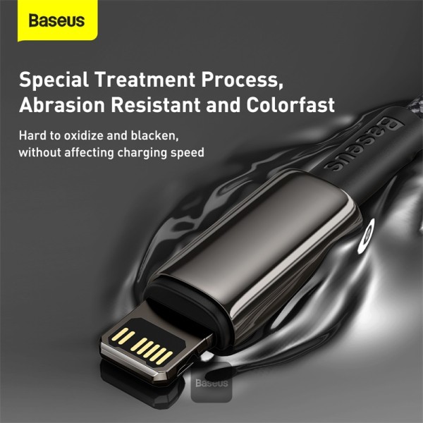 Baseus Cable Lightning to USB-A Tungsten Gold Series Braided 2.0m Black - Image 4