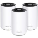 TP-LINK WIRELESS WHOLE HOME MESH KIT AXE5400 WHOLE HOME MESH WI-FI 6E SYSTEM(TRI-BAND), SPEED: 574 MBPS AT 2.4 GHZ + 2402 MBPS AT 5 GHZ + 2402 MBPS AT 6 GHZ, SPEC: 4× INTERNAL ANTENNAS, 1× 2.5 GIGABIT PORT + 2× GIGABIT PORTS