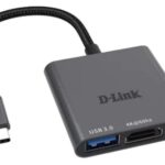 DLINK ADAPTER 3-IN-1 USB-C DONGLE, HDMI 4K@60HZ, USB-A 3.0, PD 100WATTS; 1*USB-A 3.1 PORT 5GB/S