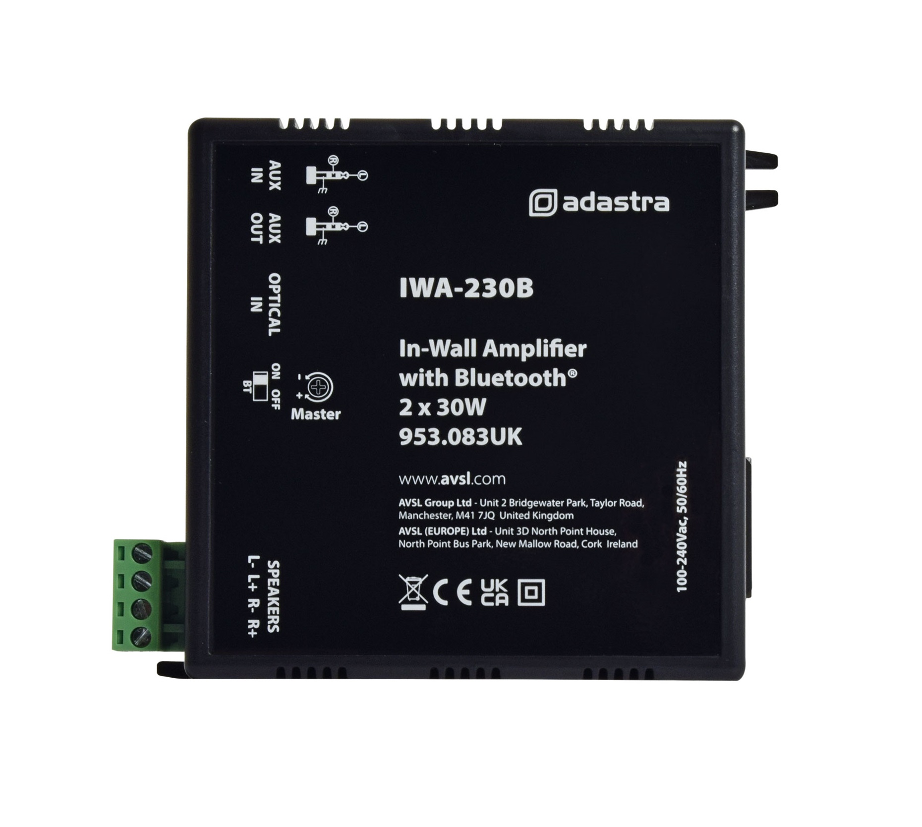 Adastra IWA230B In-Wall Bluetooth Amp 2x30W@4ohm 953.083UK