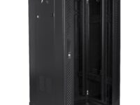 Lanberg Free Standing Cabinet 19'' with Glass Door 22U 60cm Ventilation Panel with LCD