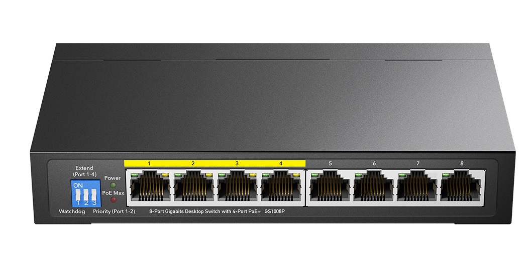 Cudy Switch PoE Gigabit 4PoE + 4GbE Uplink 60W GS1008P