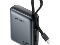 Vention Powerbank 10000mAh 45W Built-in USB-C & Lightning Cables FKMH0 Grey
