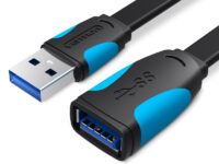 Vention IT Cable USB-A 3.0 M-F Extension Flat 1.0m Black VAS-A13-B100