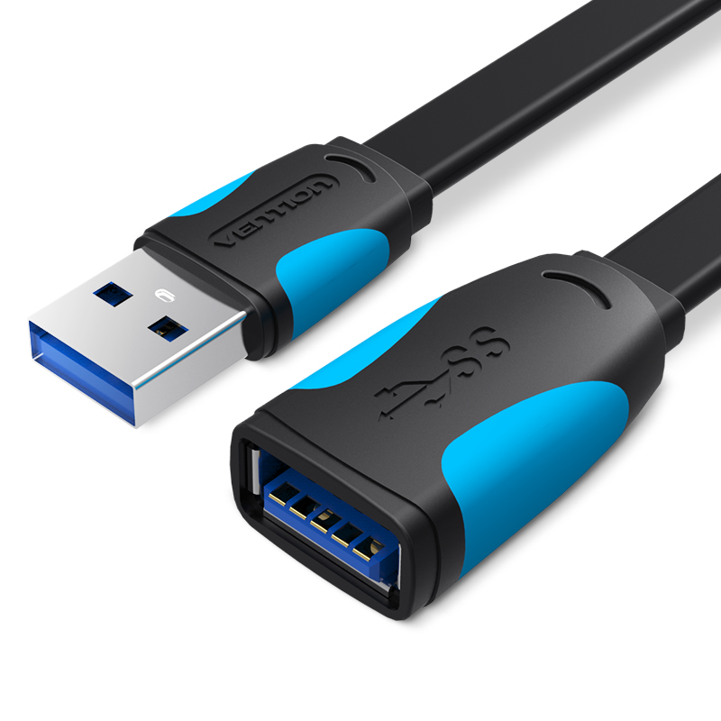 Vention IT Cable USB-A 3.0 M-F Extension Flat 3.0m Black VAS-A13-B300