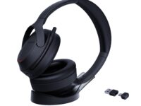Yealink Headset Wireless Bluetooth AI NC Adaptive ANC Retractable Mic Boom Foldable Design with Charging Stand BH78 Teams