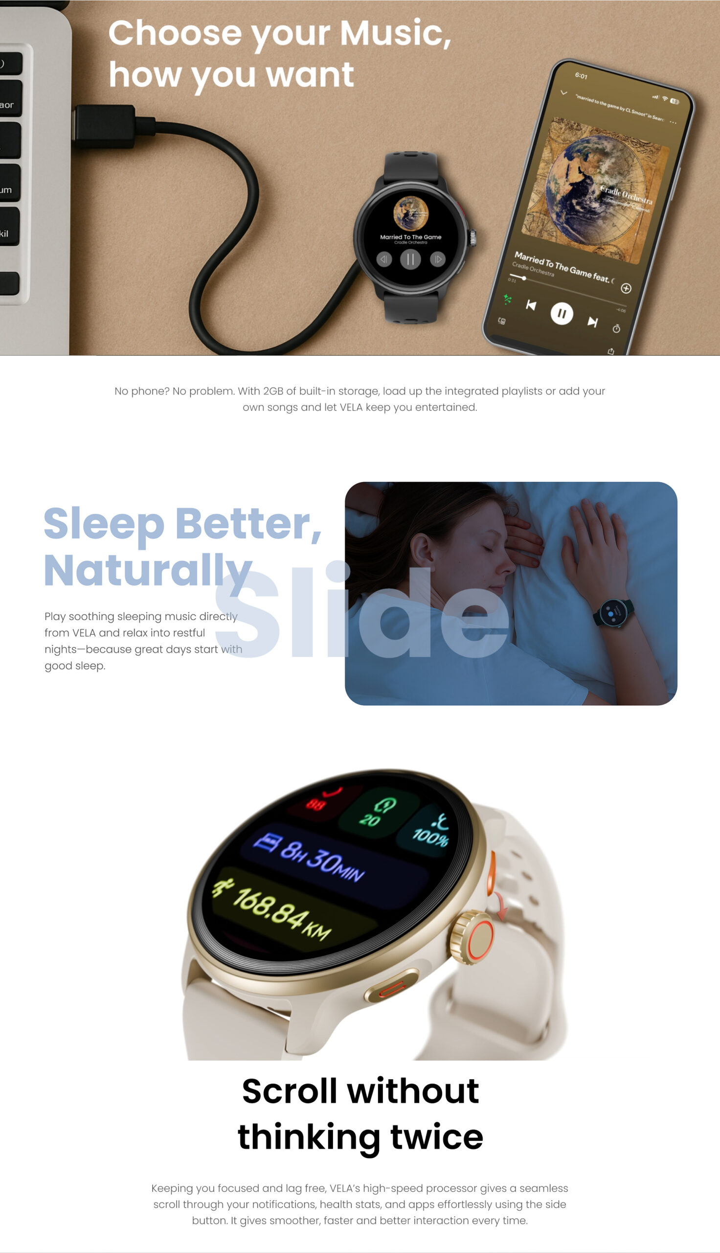 HiFuture Adventure GPS SmartWatch with AMOLED VELA Latte - Image 10
