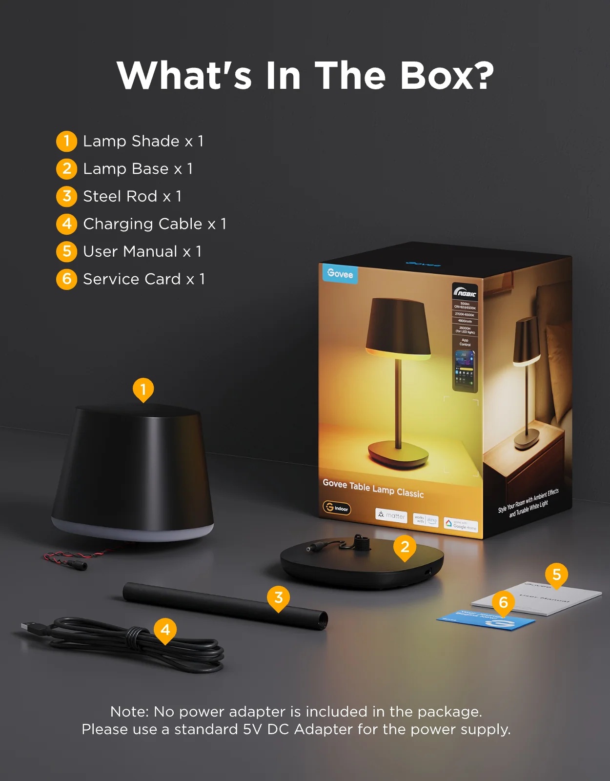 Govee Lamp Table RGBICWW Portable 30hrs (Table Lamp Classic) - Image 10