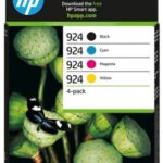 HP INK CARTRIDGE 4 PACK, BLACK, CYAN, MAGENTA, YELLOW, HP 924, FOR OFFICEJET PRINTERS 8125e, 8122e, 8135e, 8124e, 8132e, 8134e - 500 PAGES BLACK & 400 PAGES COLOR