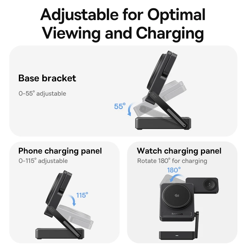 Baseus Charger Desktop Wireless 3in1 PicoGo AF21 P Qi2.2 35W Black - Image 3