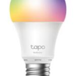 TP-LINK TAPO, SMART WI-FI LIGHT BULB, MULTICOLOR, 2.4 GHZ, IEEE 802.11B/G/N, 220–240 V, 50/60 HZ, BRIGHTNESS: W: 806 LM/ R: 55 LM/G: 140 LM/B: 25 LM, 8.7 W, 2, 500 K – 6, 500 K, BEAM ANGLE 220°, LIFETIME UP TO 15000 HOURS