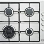 HYUNDAI HOB GAS, 60CM BUILT IN, 4 HITTING ELEMENTS, 3.4KW+ 1.8KW + 1.8KW+ 1.0KW, 220-240V, 50HZ, AUTO IGNITION BY ELECTRICITY, SAFETY SWITCH, 50X58CM STAINLESS STEEL PANEL, 58x50x9.4CM, SILVER WITH ENAMEL SHINY PAN SUPPORT