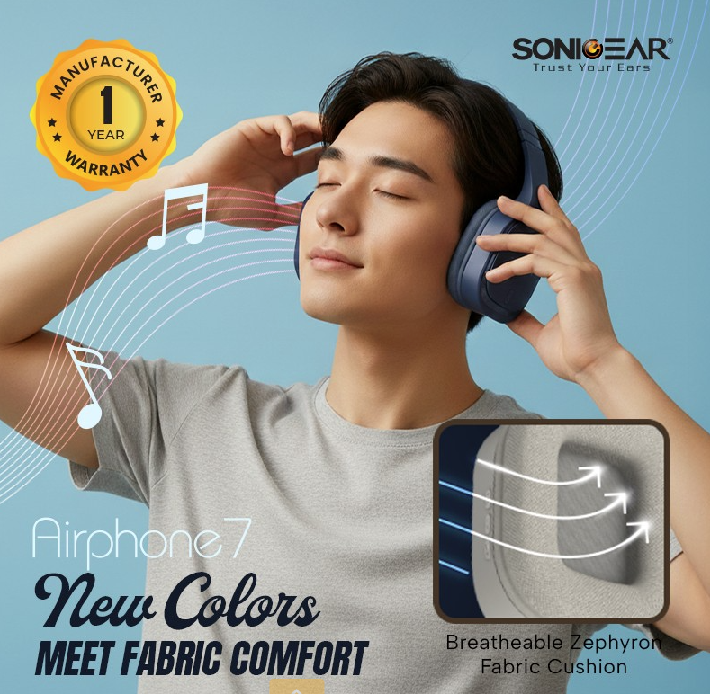 SonicGear Headphones Bluetooth Fabric + Foldable AIRPHONE 7 Graphite - Image 2