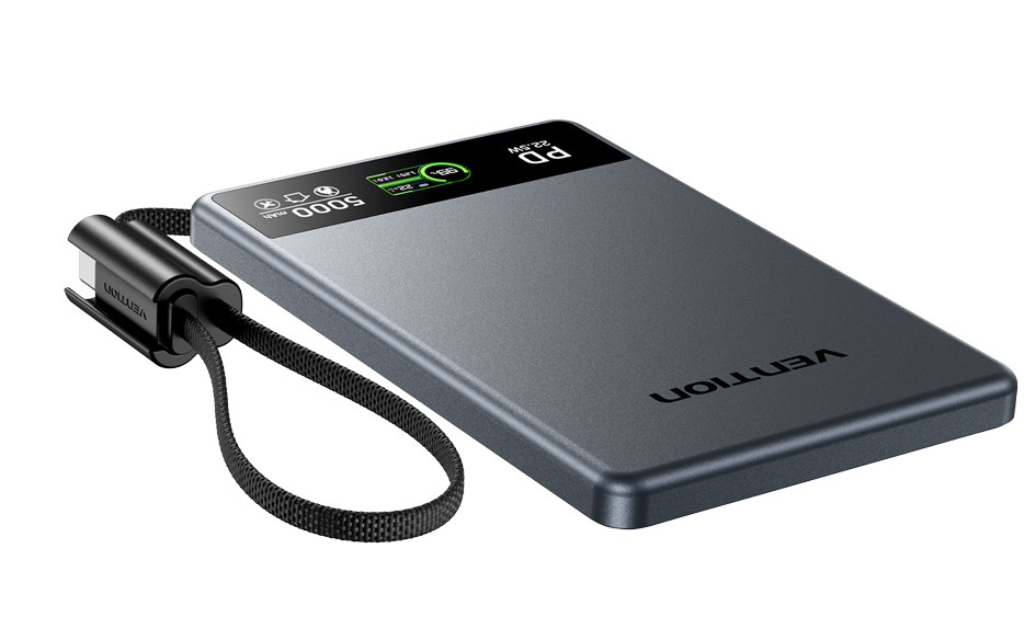 Vention MA Powerbank Wireless Magnetic 5000mAh 22.5W Wireless 15W Ultra Slim Grey FKKH0 - Image 2
